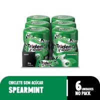 Chiclete Trident XSenses Spearmint Sem Acar Garrafa - Caixa com 6 unid. de 54g