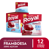 Gelatina Em P Royal Zero Acar Framboesa Caixa Com 12 Unidades De 12g