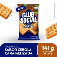 Biscoito Salgado Club Social sabor Cebola Caramelizada 141g - display com 6unds
