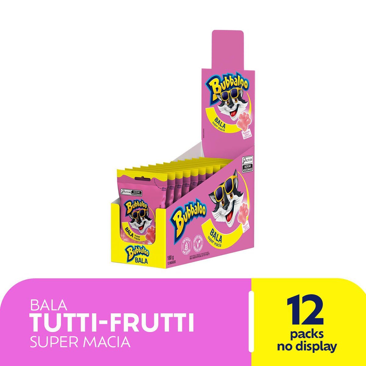 Bala Macia Bubbaloo Tutti Frutti 15g Caixa Com 12 Unidades