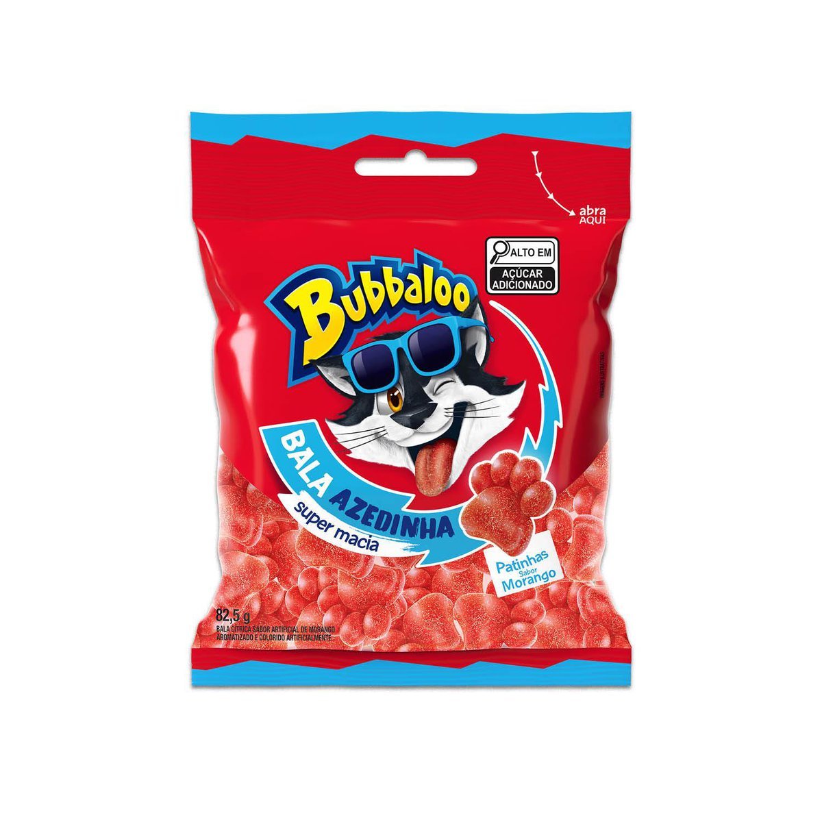 Bala Macia Bubbaloo Morango Azedinha 82,5g