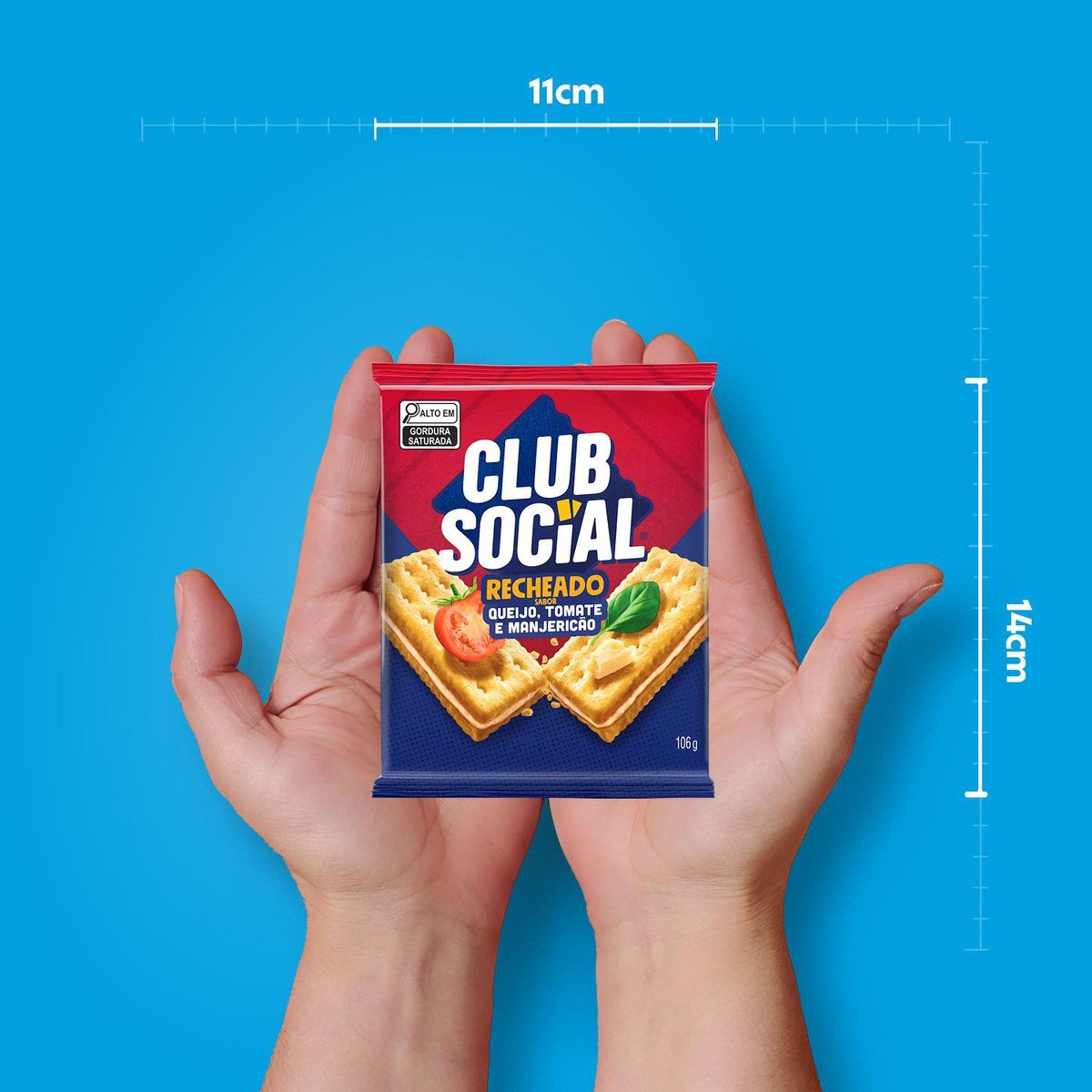 Biscoito Salgado Club Social Recheado Queijo, Tomate e Manjerico multipack 106g