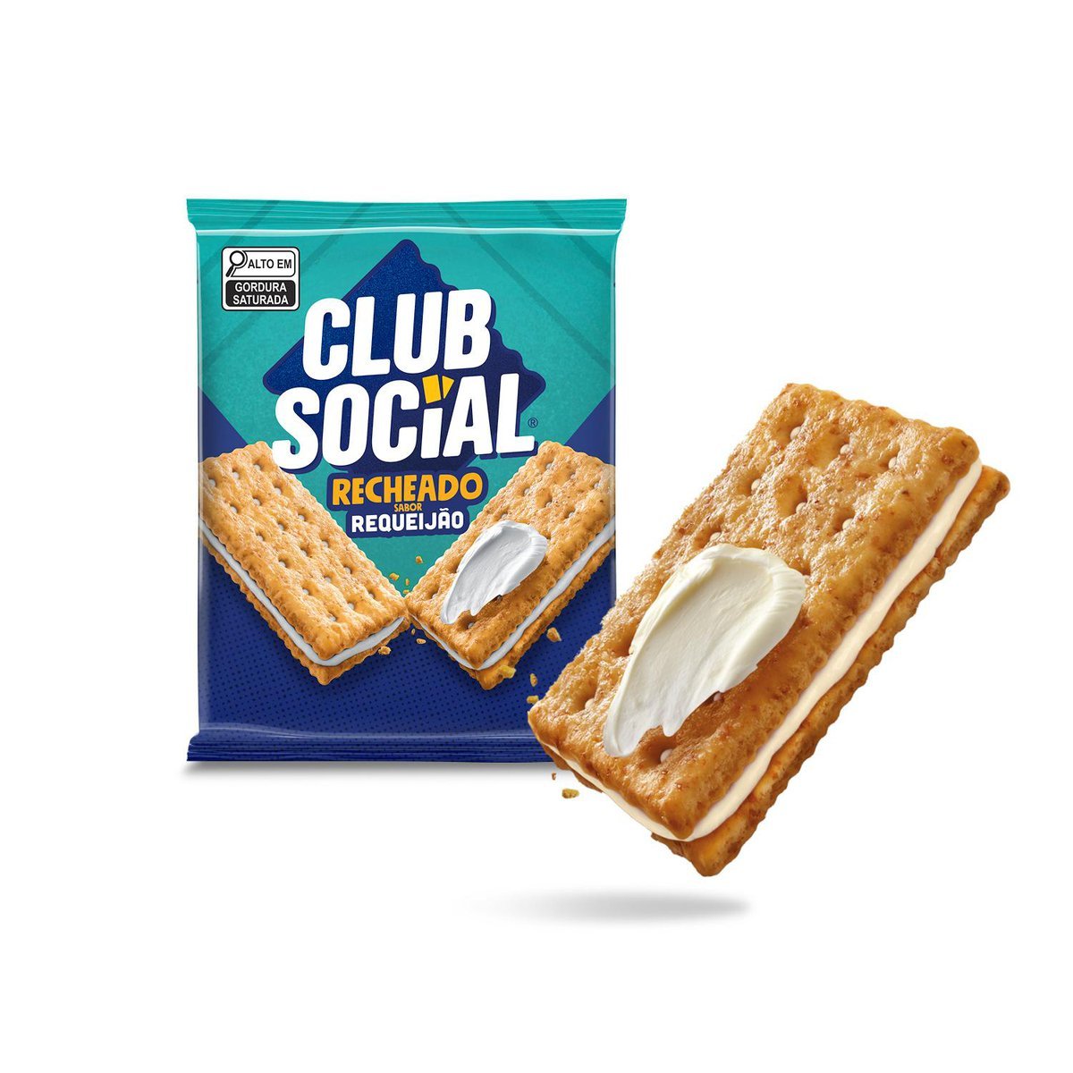 Biscoito Salgado Club Social Recheado Requeijao multipack 106g