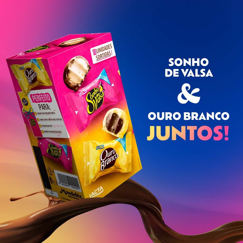 Sonho de valsa e Ouro Branco display com 25 unidades de 20g