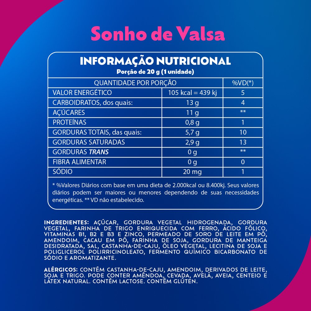 Sonho de valsa e Ouro Branco display com 25 unidades de 20g