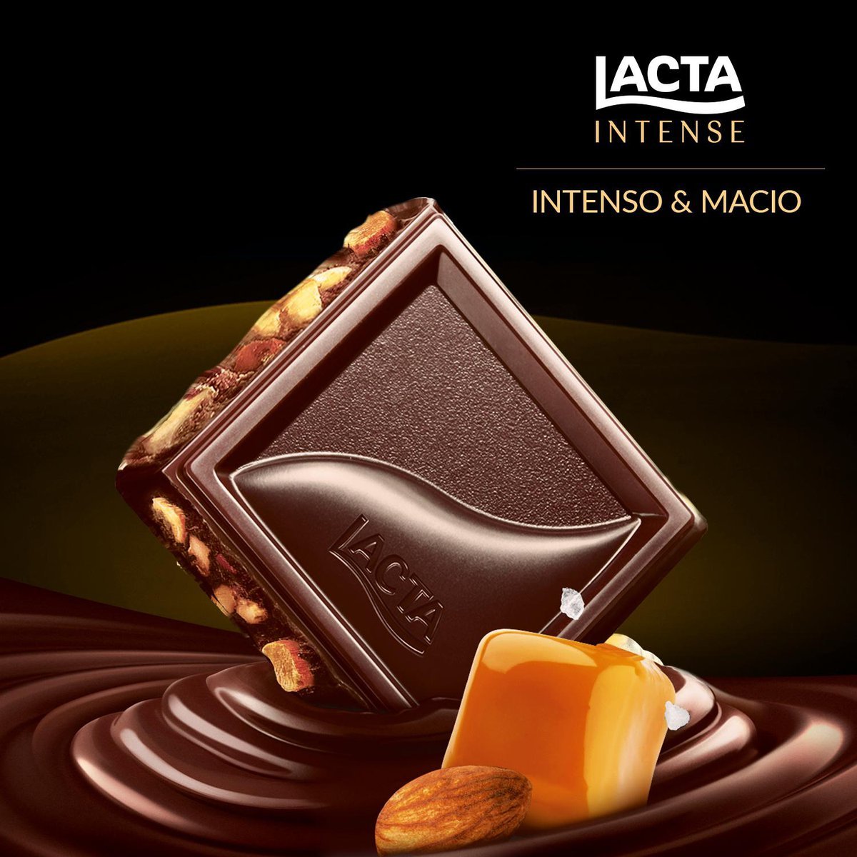 Chocolate Lacta Intense meio amargo 40% cacau Amndoas e Caramelo Salgado 85g