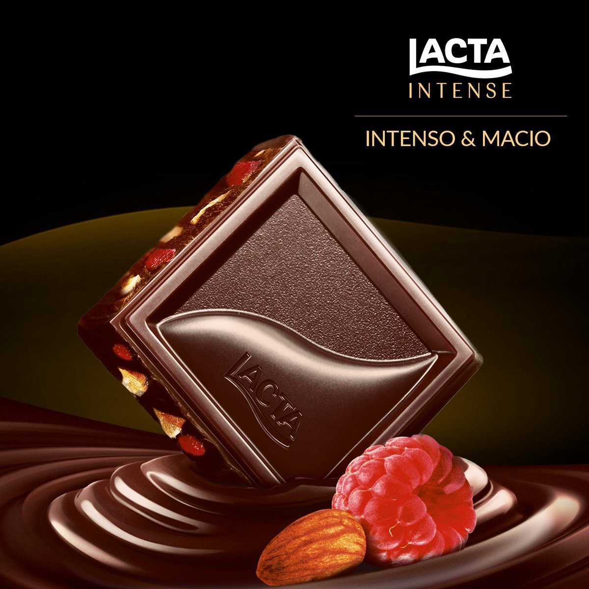 Chocolate Lacta Intense Meio Amargo 40% Cacau Amndoas E Framboesa 85g