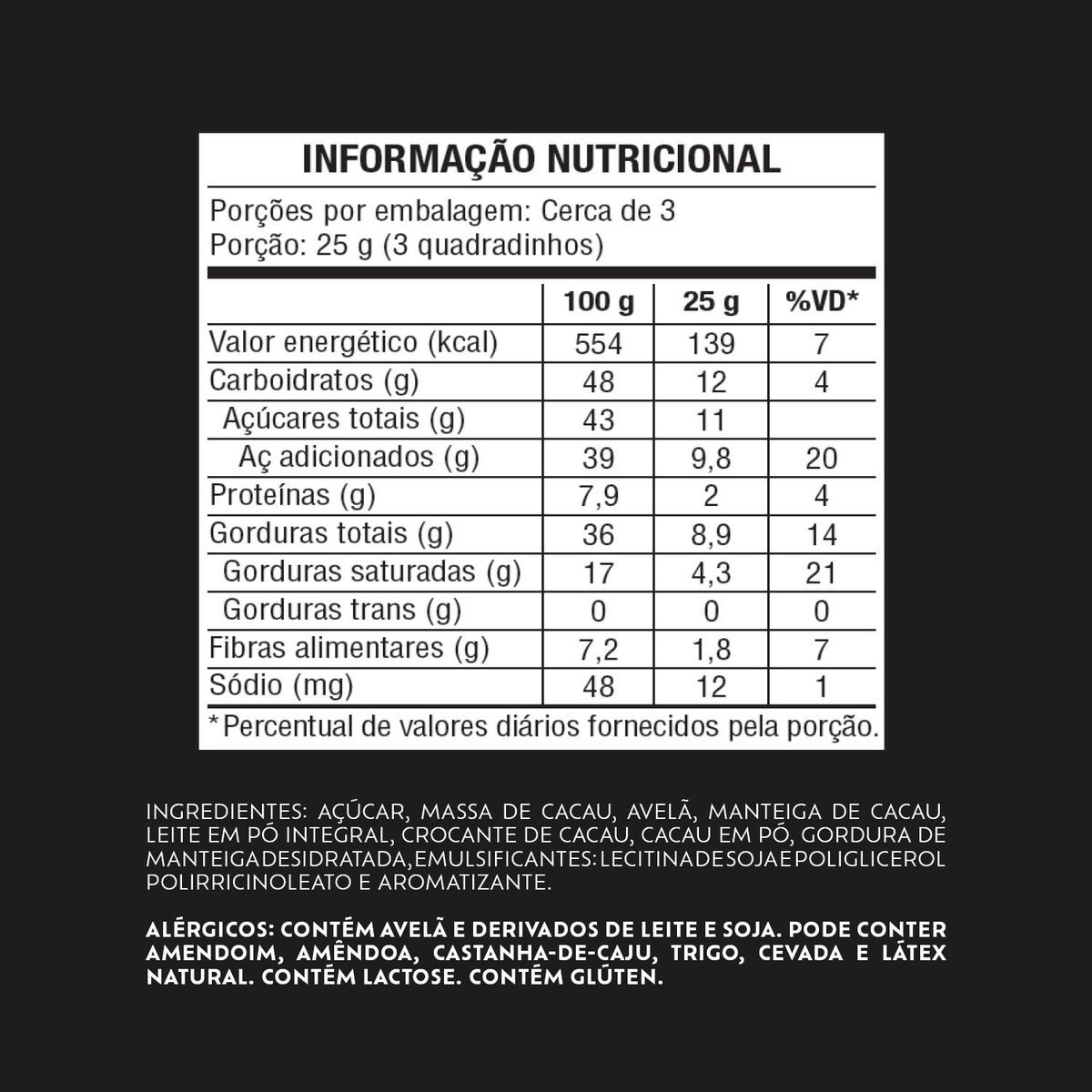 Chocolate Lacta Intense Meio Amargo 40% cacau Avel e Crocante de Cacau 85g