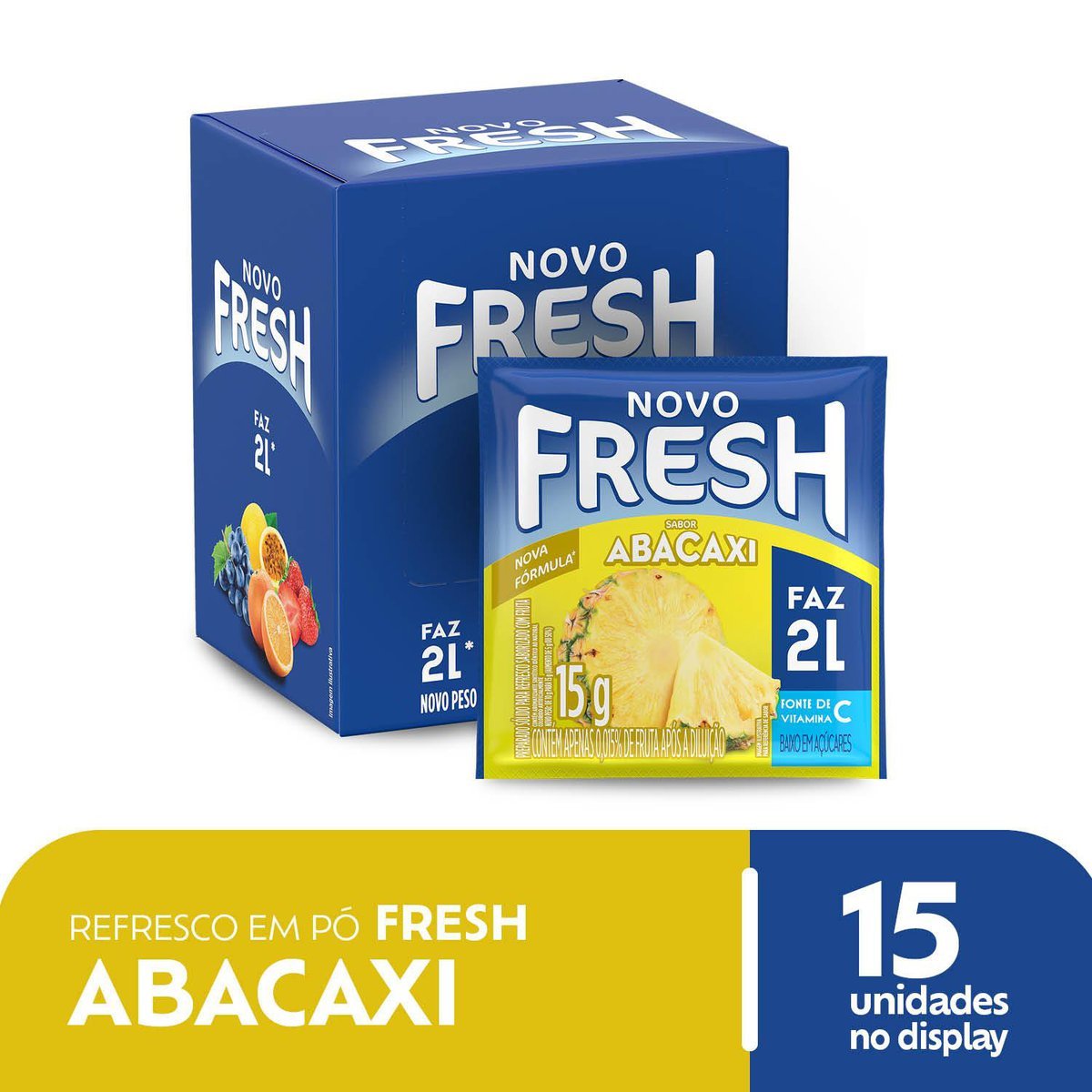 Refresco Em P Fresh Abacaxi Caixa Com 15 Unidades De 15g