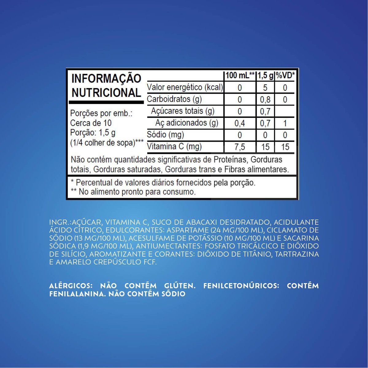 Refresco Em P Fresh Abacaxi Caixa Com 15 Unidades De 15g