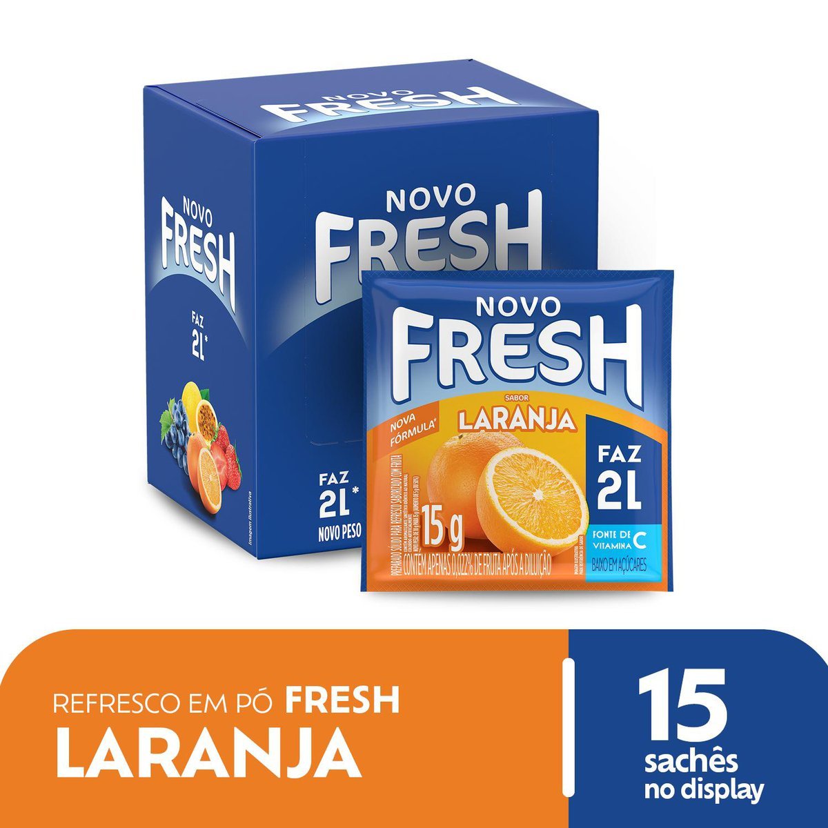 Refresco Em P Fresh Laranja Caixa Com 15 Unidades De 15g
