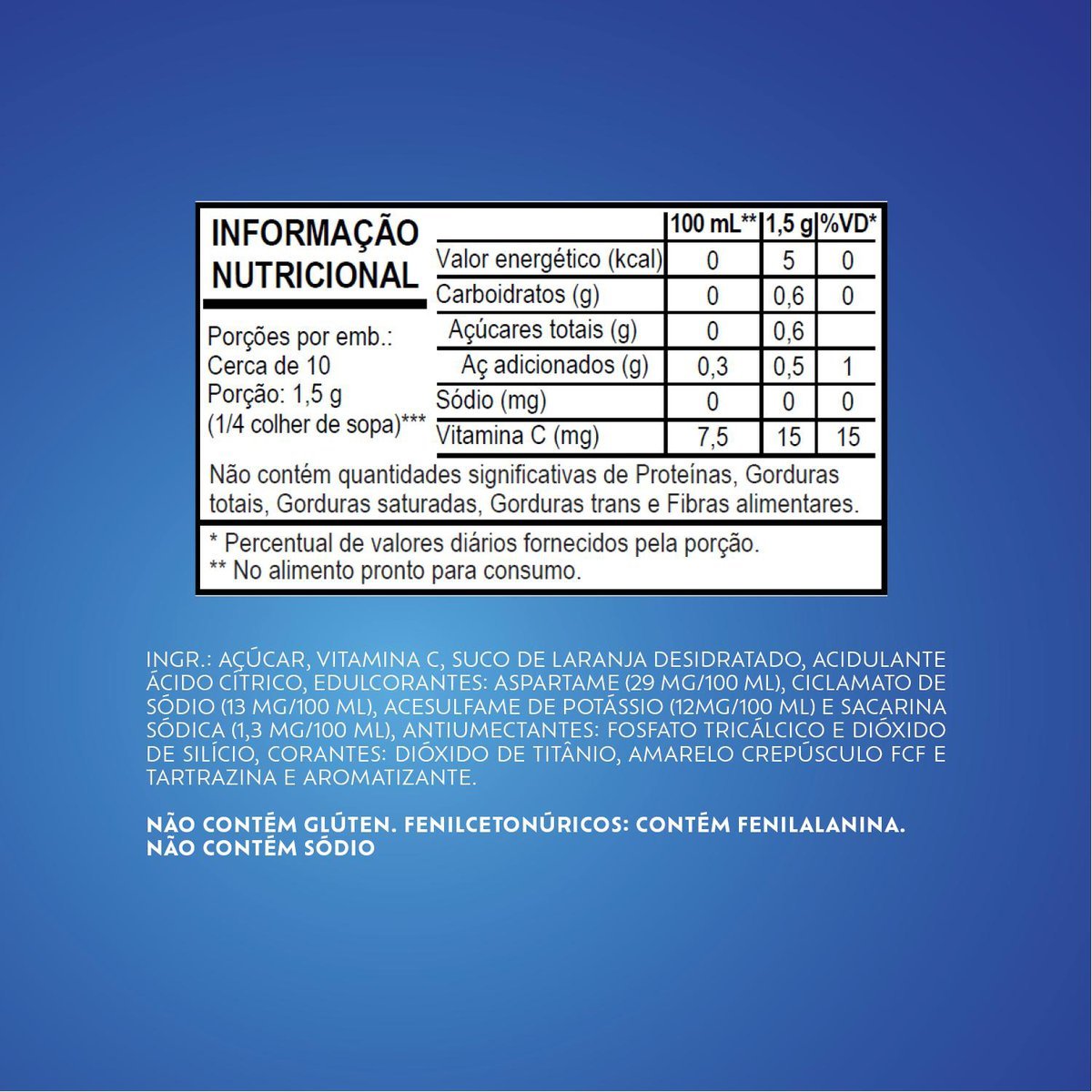 Refresco Em P Fresh Laranja Caixa Com 15 Unidades De 15g