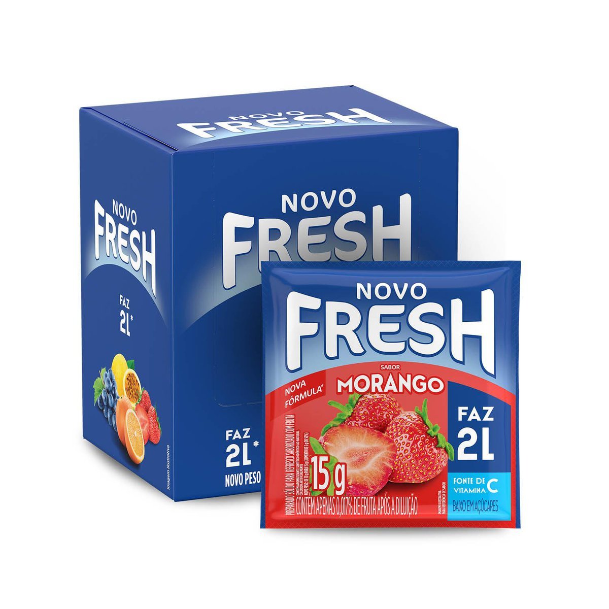 Refresco Em P Fresh Morango Caixa Com 15 Unidades De 15g