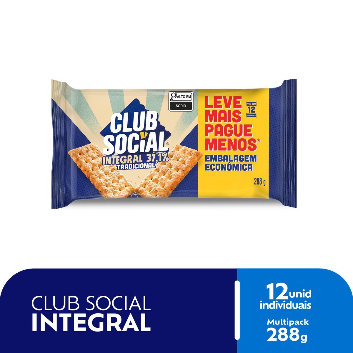 Biscoito Salgado Club Social integral embalagem econmica 288g