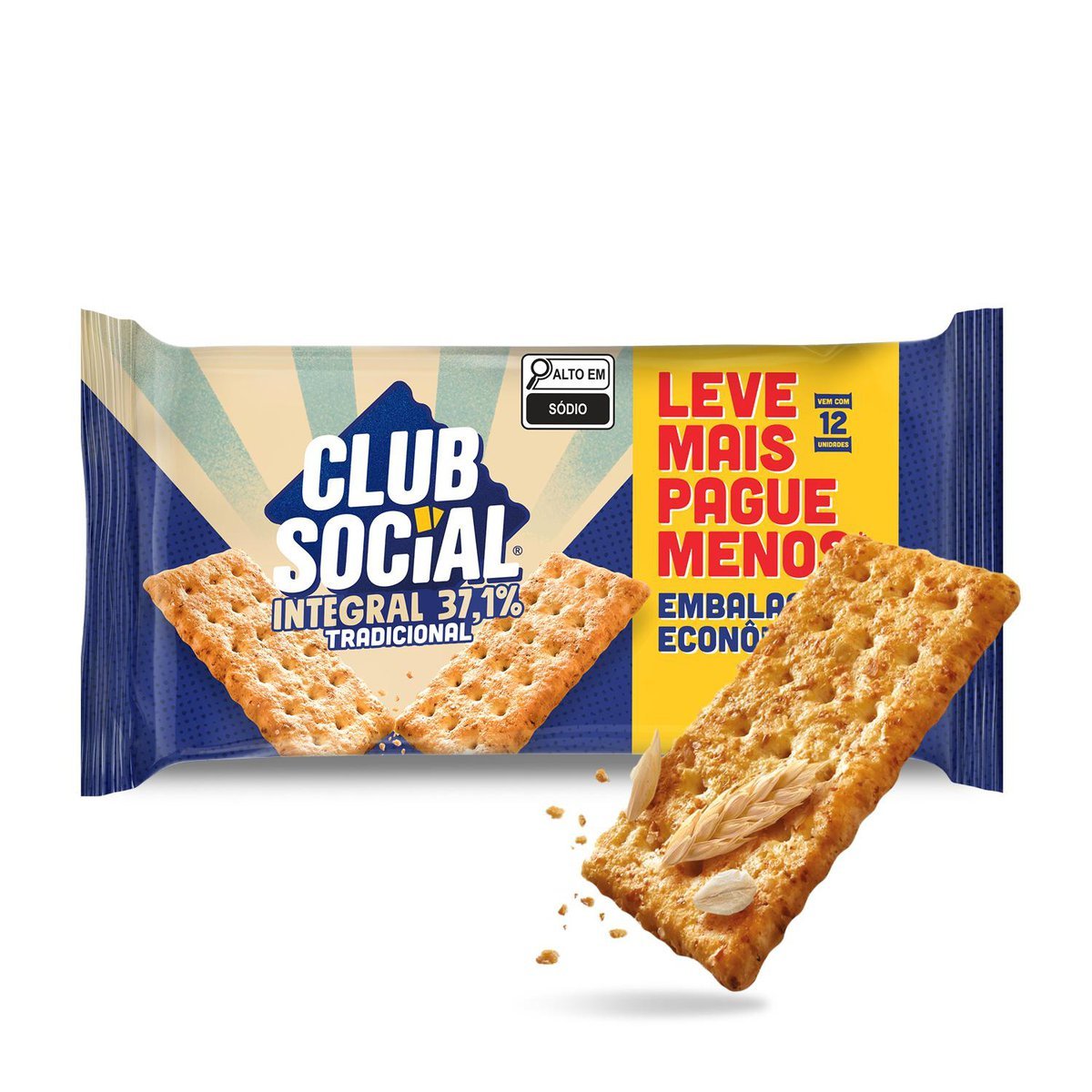 Biscoito Salgado Club Social integral embalagem econmica 288g