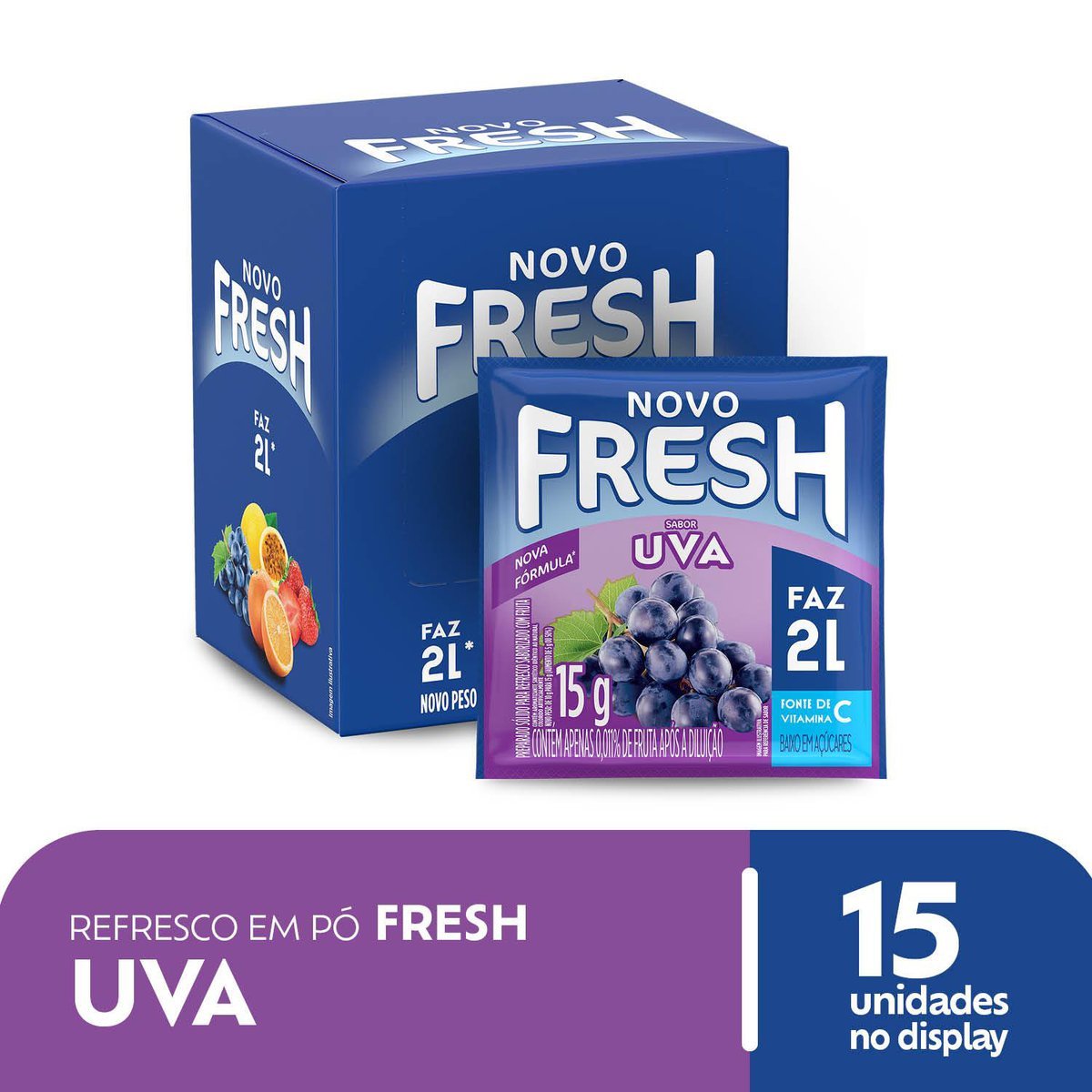 Refresco Em P Fresh Uva Caixa Com 15 Unidades De 15g