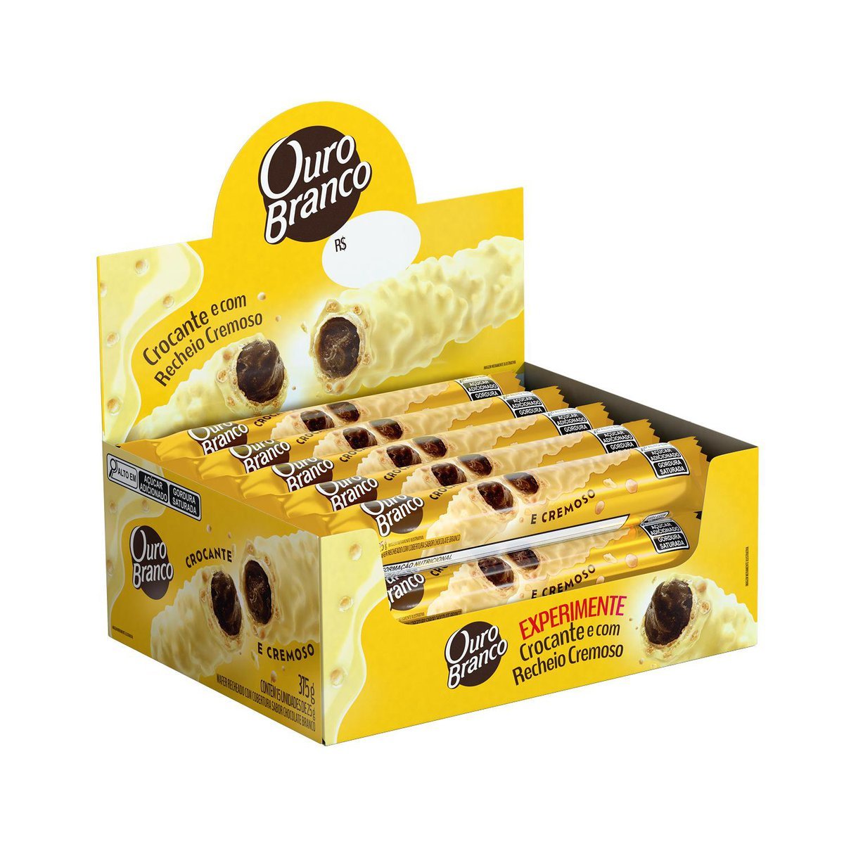 Stick Wafer Recheado Ouro Branco Display 15 unidades de 25g
