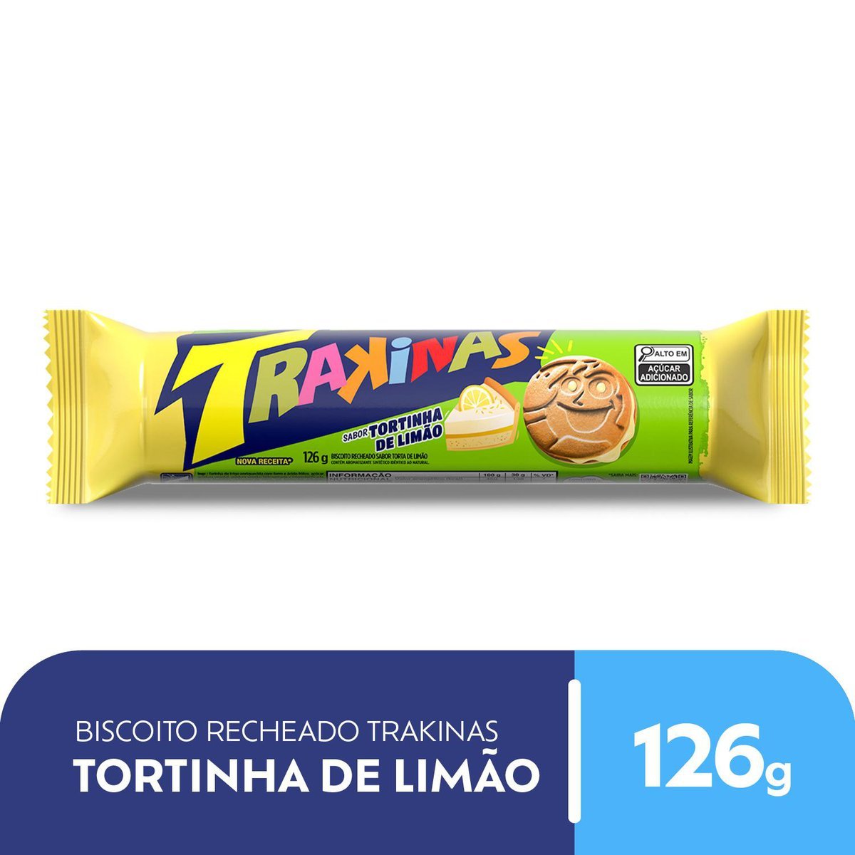 Biscoito Recheado Trakinas Tortinha de Limo 126g