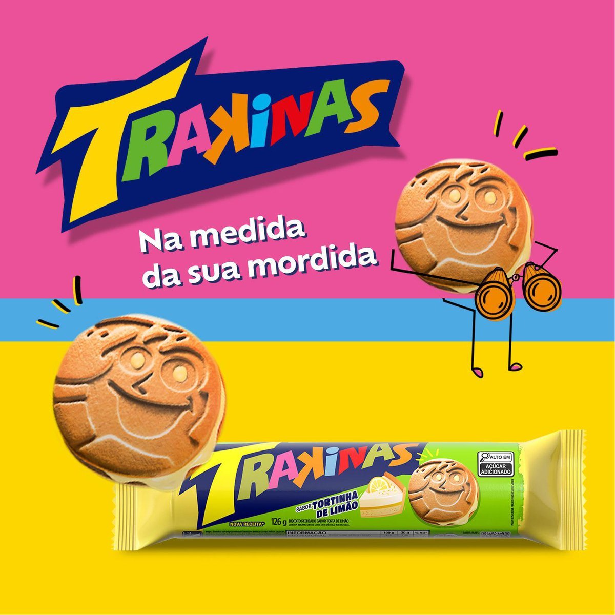 Biscoito Recheado Trakinas Tortinha de Limo 126g