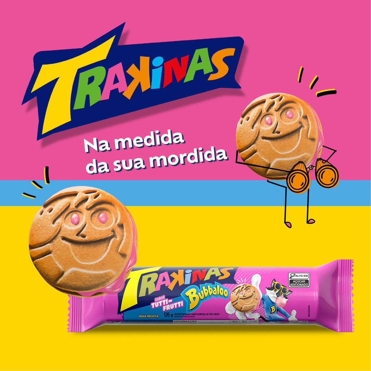 Biscoito Recheado Trakinas Tutti-Frutti Bubbaloo 126g