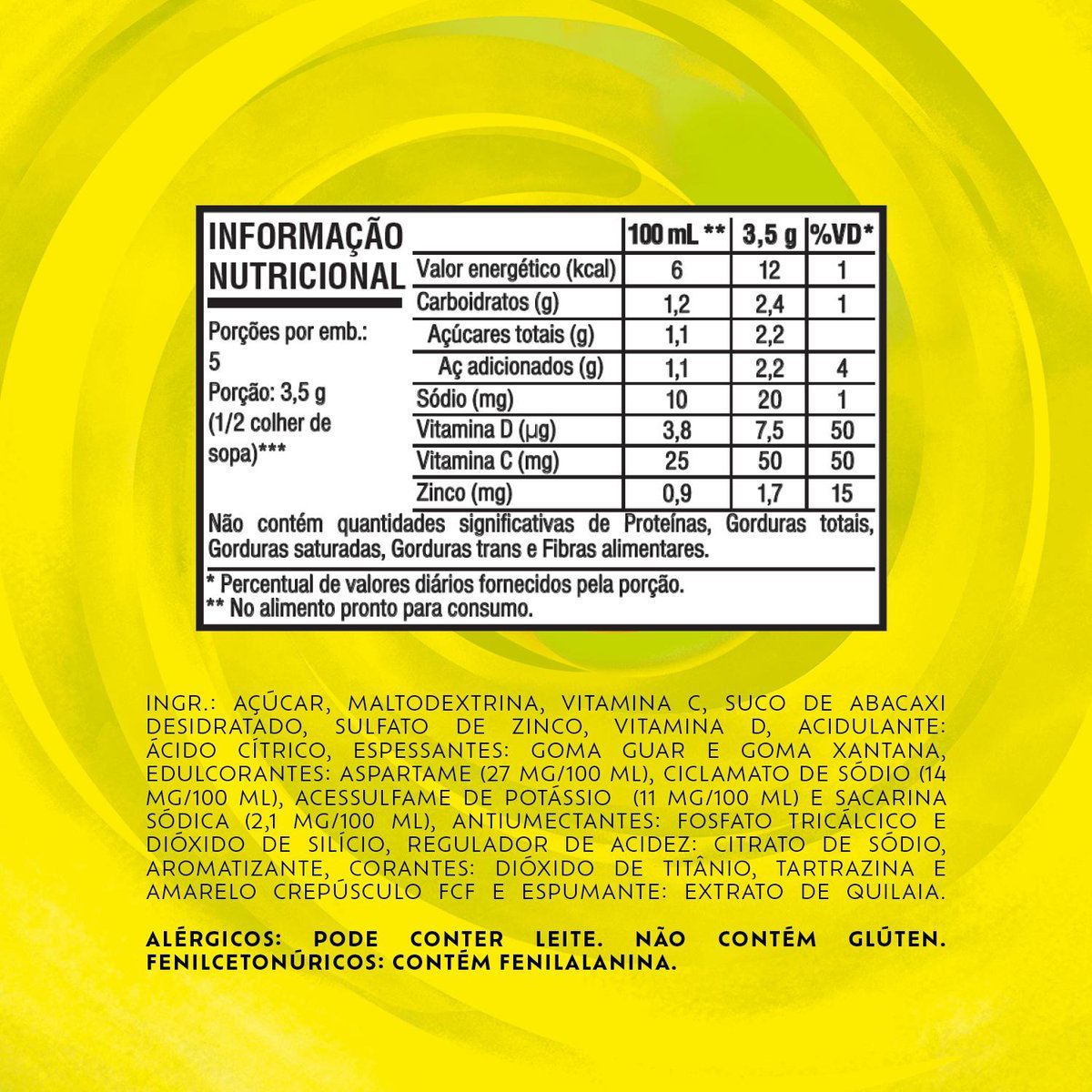 Refresco em p Tang abacaxi com 18 unidades de 18g - DISPLAY