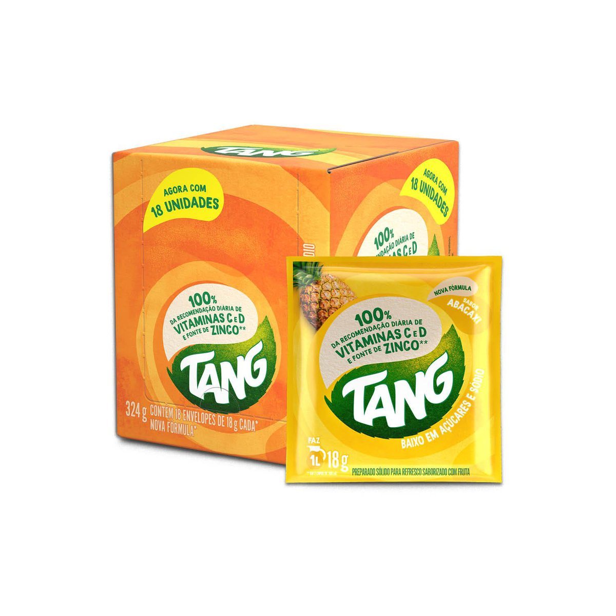 Refresco em p Tang abacaxi com 18 unidades de 18g - DISPLAY