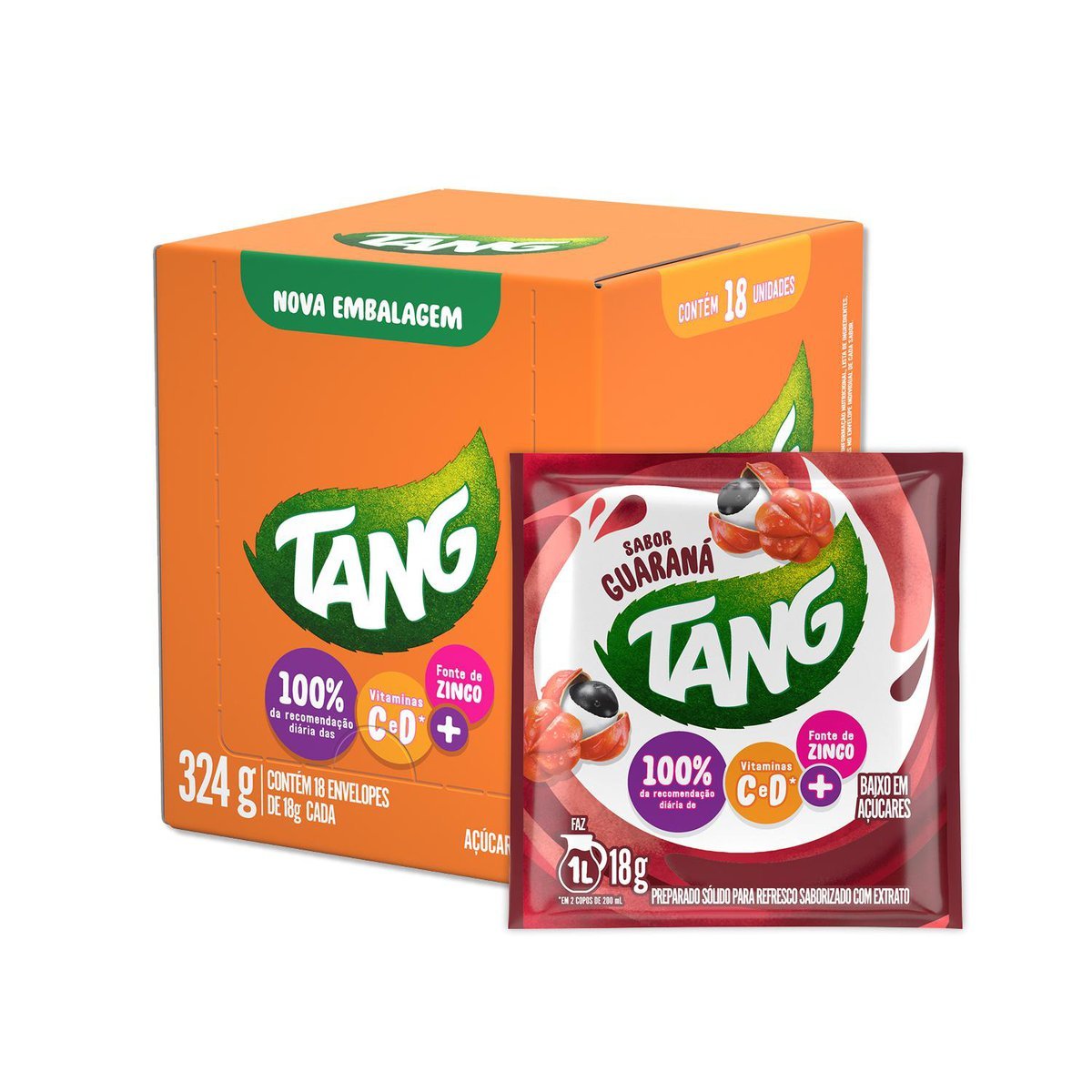 Refresco em p Tang Guaran com 18 unidades de 18g - DISPLAY