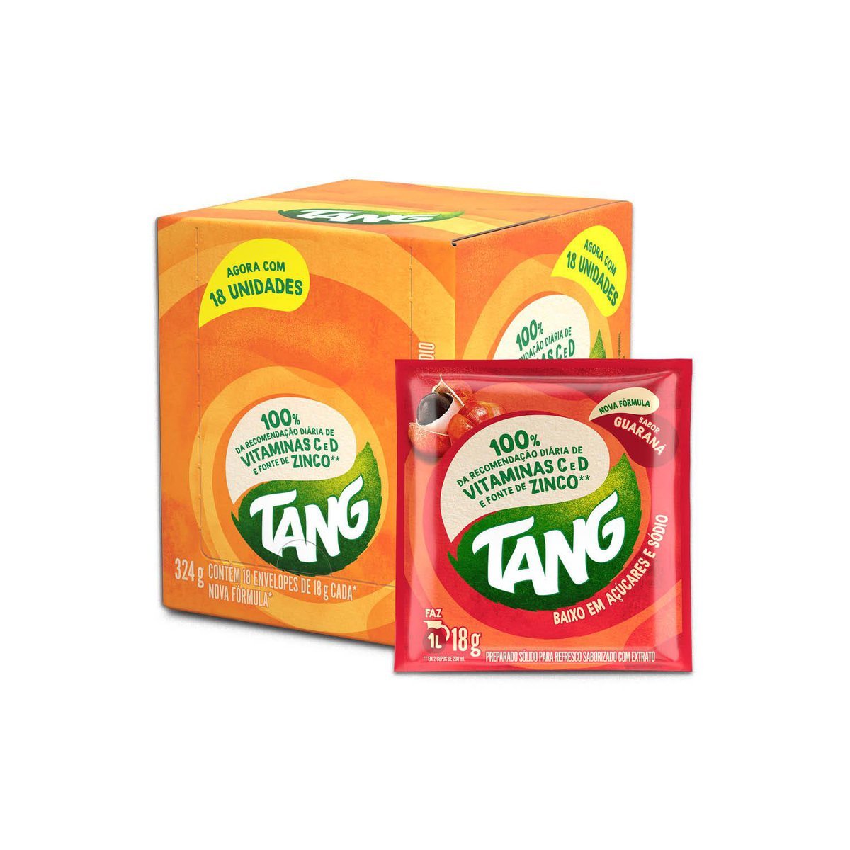 Refresco em p Tang Guaran com 18 unidades de 18g - DISPLAY