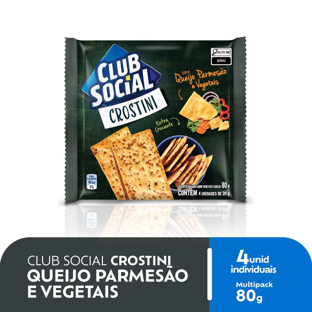 Biscoito Salgado Club Social Crostini Queijo Parmeso e Vegetais 80g