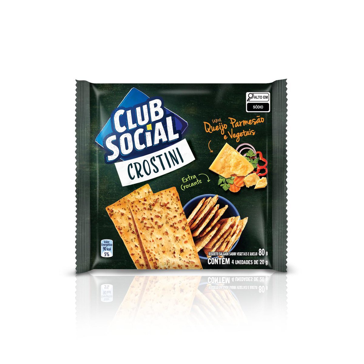 Biscoito Salgado Club Social Crostini Queijo Parmeso e Vegetais 80g