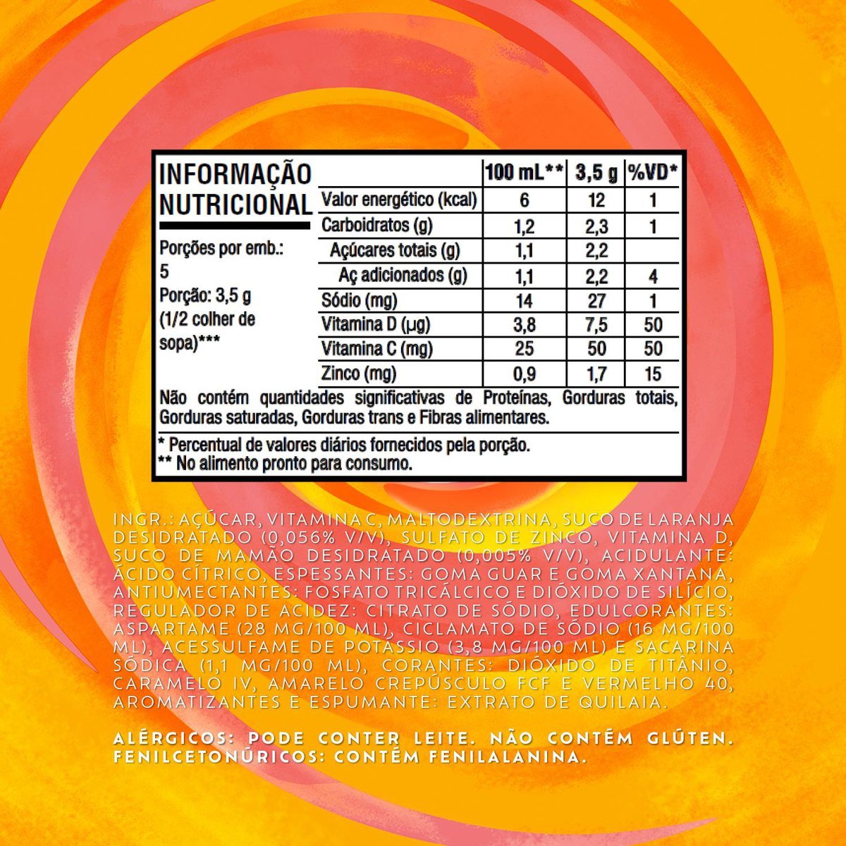 Refresco em p Tang Laranja Mamo com 18 unidades de 18g - DISPLAY