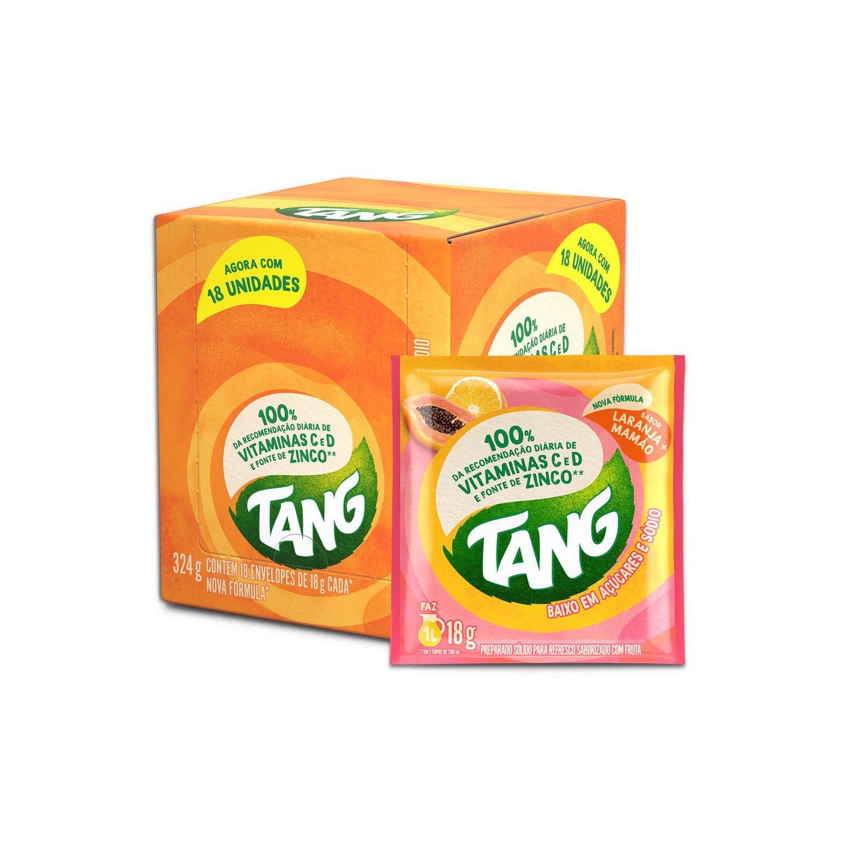 Refresco em p Tang Laranja Mamo com 18 unidades de 18g - DISPLAY