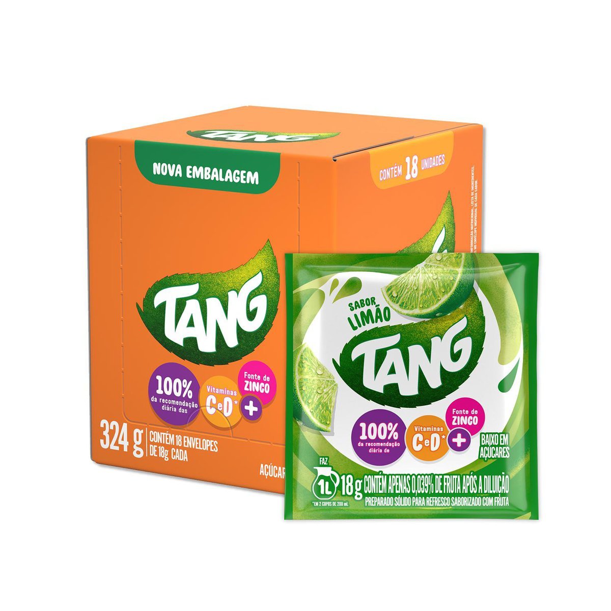 Refresco em p Tang Limo com 18 unidades de 18g - DISPLAY