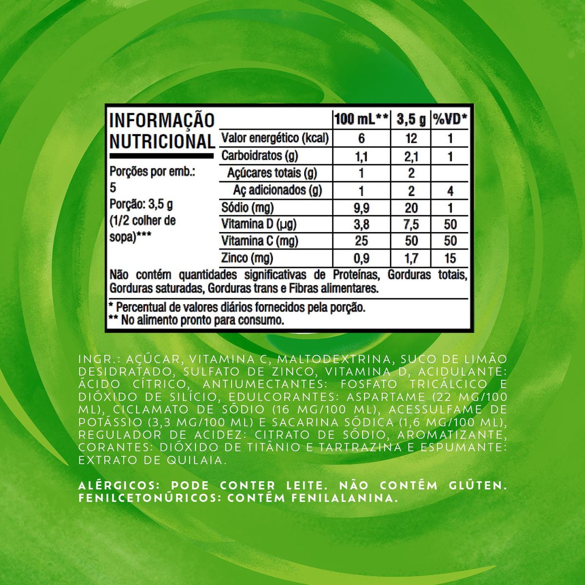 Refresco em p Tang Limo com 18 unidades de 18g - DISPLAY