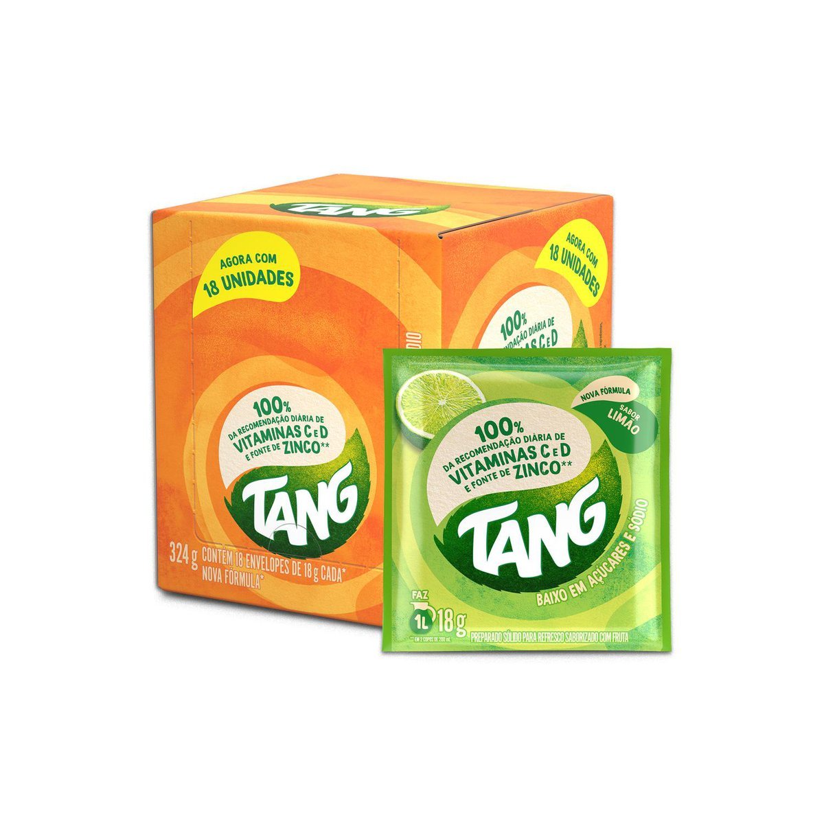 Refresco em p Tang Limo com 18 unidades de 18g - DISPLAY