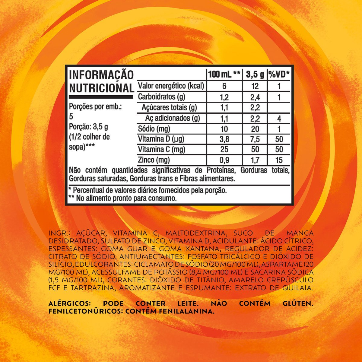 Refresco em p Tang Manga com 18 unidades de 18g - DISPLAY
