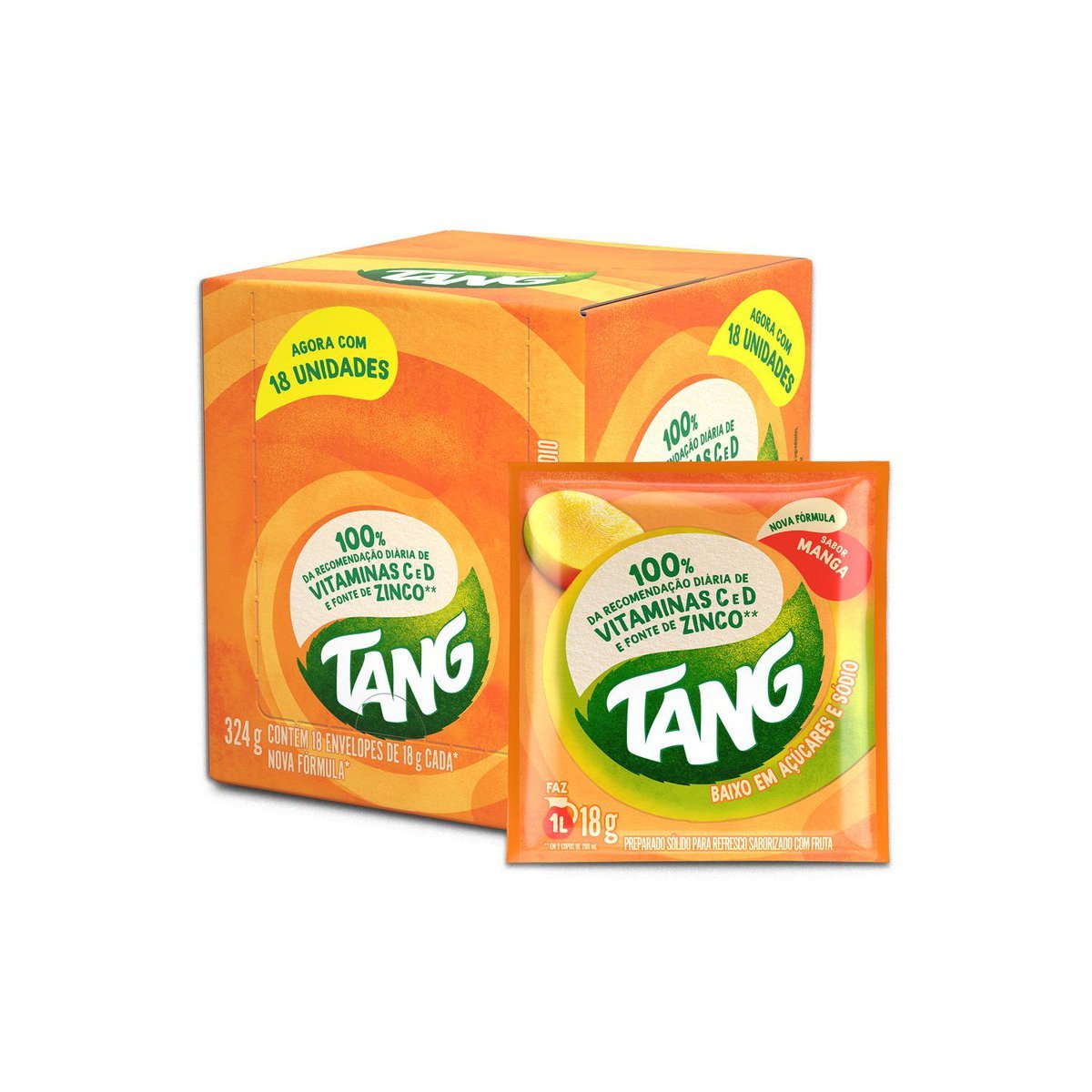 Refresco em p Tang Manga com 18 unidades de 18g - DISPLAY