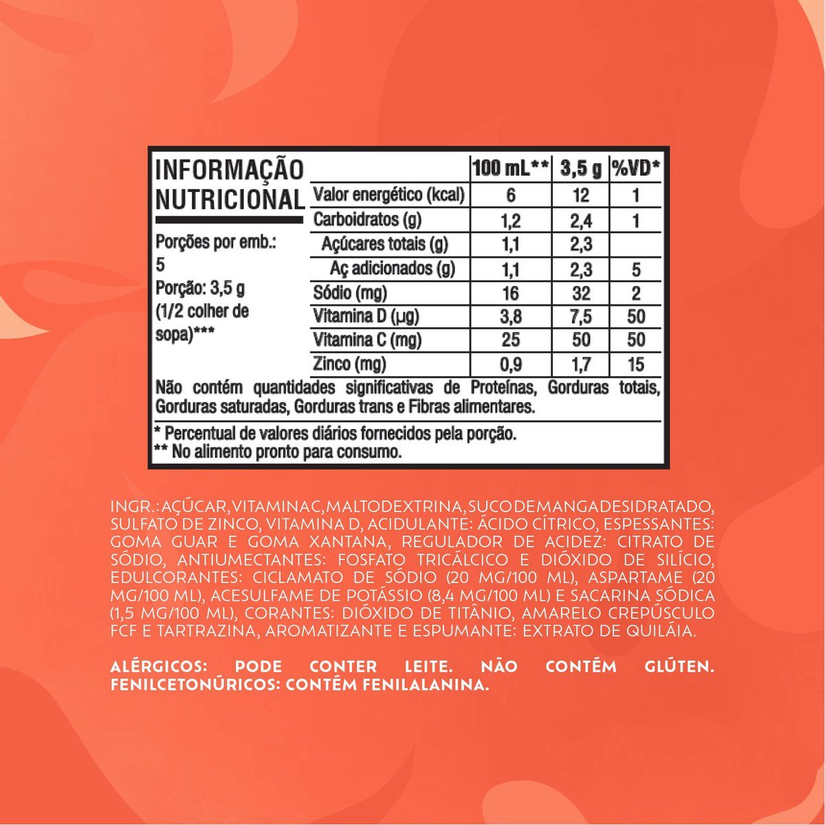 Refresco em p Tang Manga com 18 unidades de 18g - DISPLAY