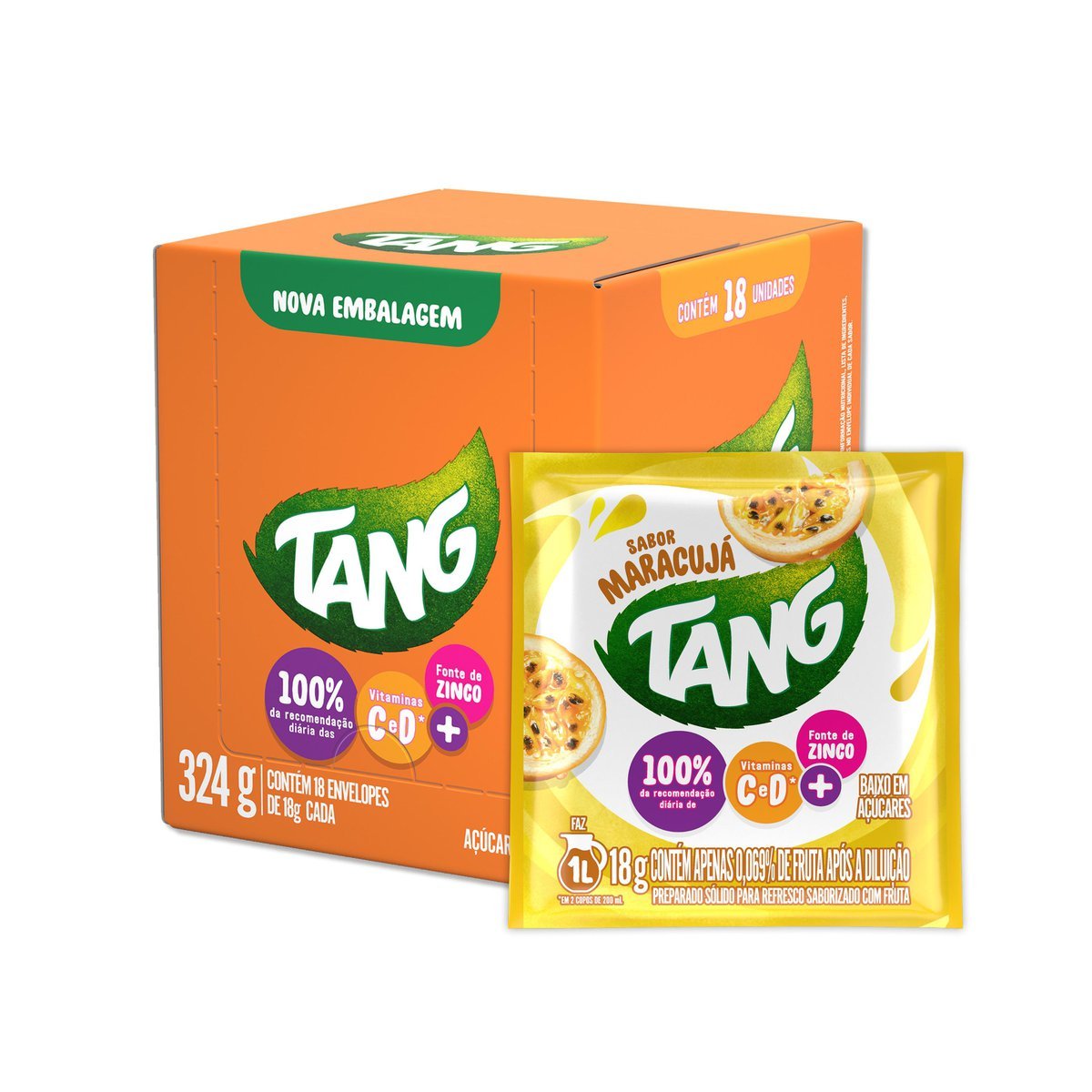 Refresco em p Tang Maracuj com 18 unidades de 18g - DISPLAY