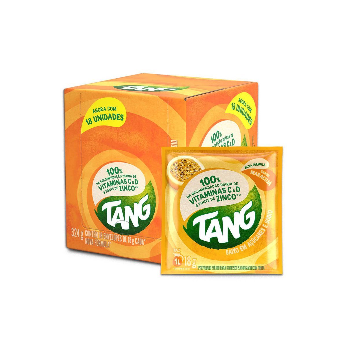 Refresco em p Tang Maracuj com 18 unidades de 18g - DISPLAY