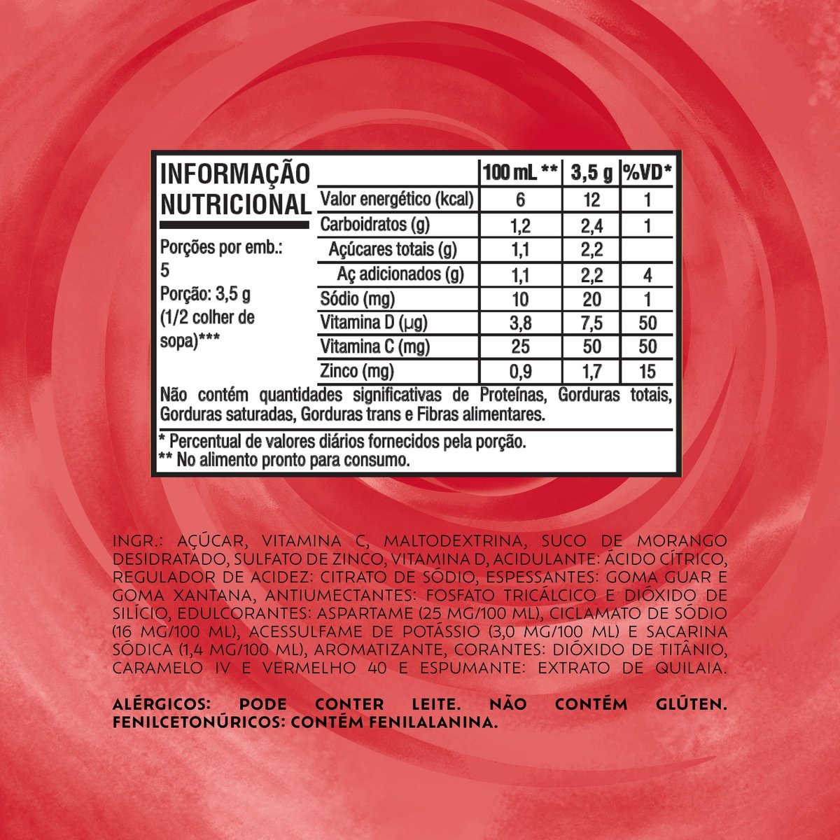 Refresco em p Tang Morango com 18 unidades de 18g - DISPLAY