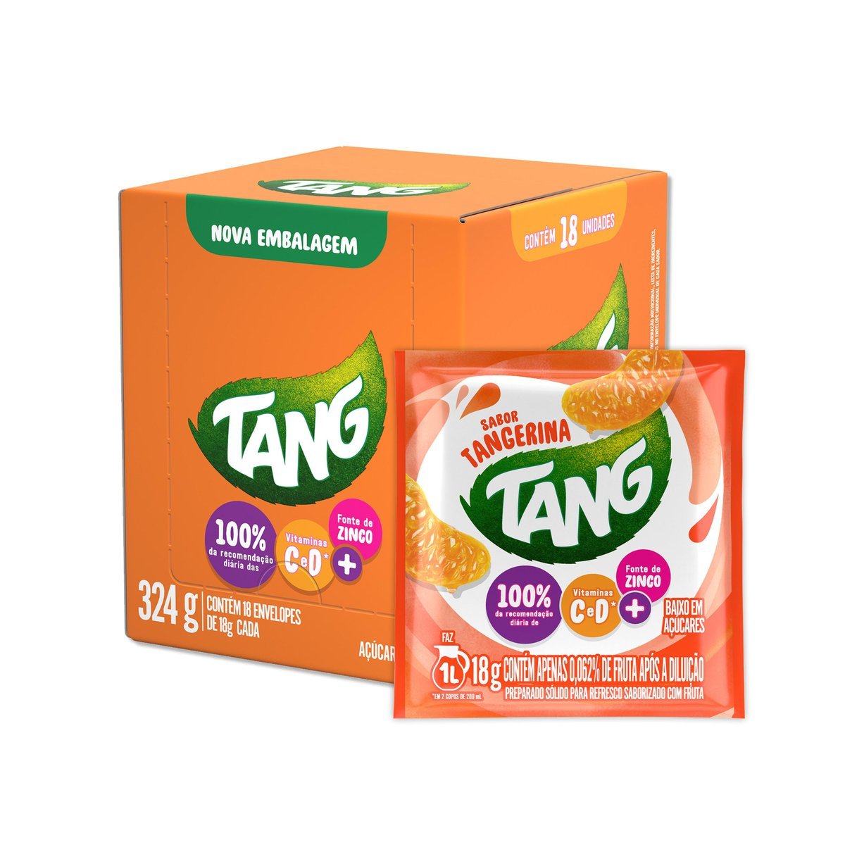 Refresco em p Tang Tangerina com 18 unidades de 18g - DISPLAY