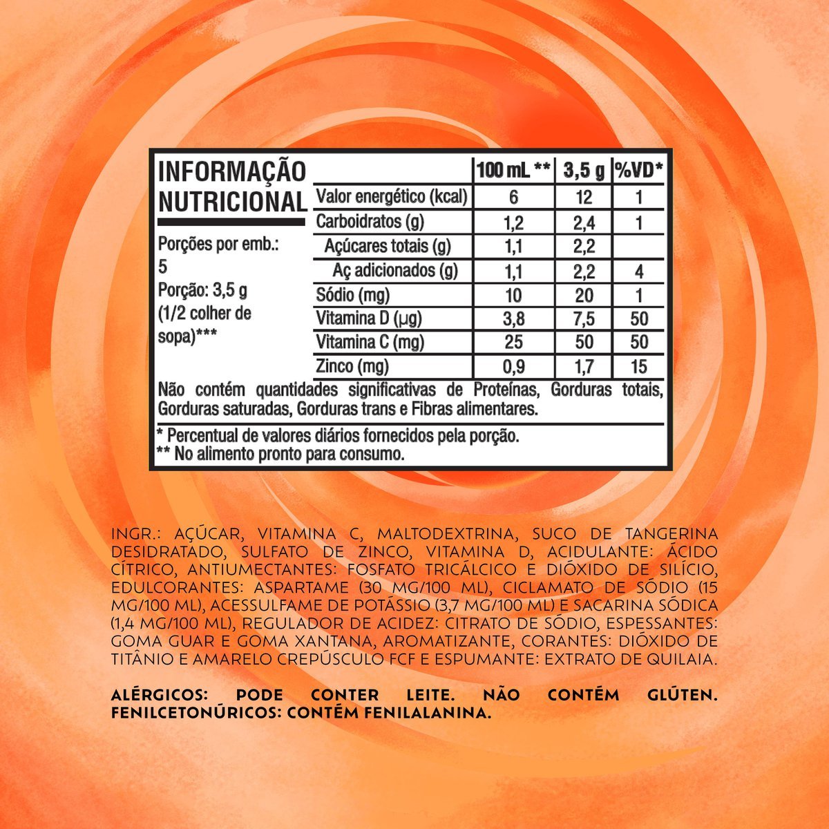Refresco em p Tang Tangerina com 18 unidades de 18g - DISPLAY