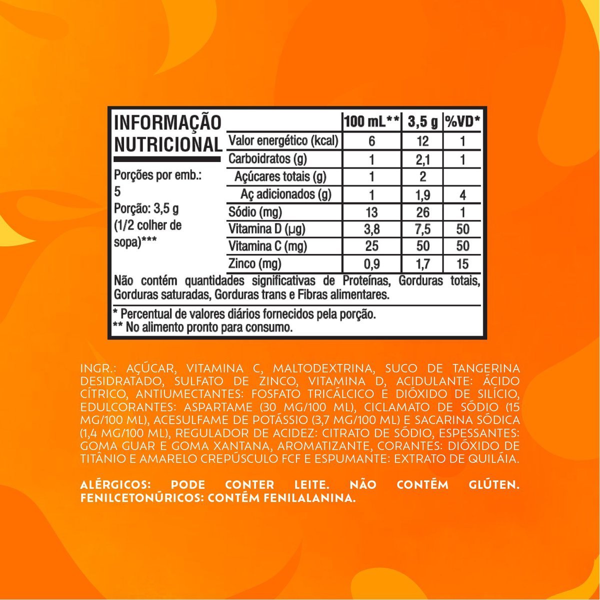 Refresco em p Tang Tangerina com 18 unidades de 18g - DISPLAY