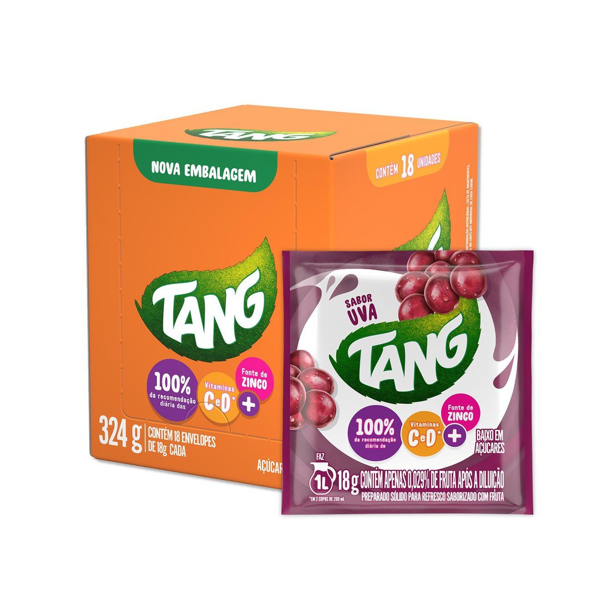 Refresco em p Tang uva com 18 unidades de 18g - DISPLAY