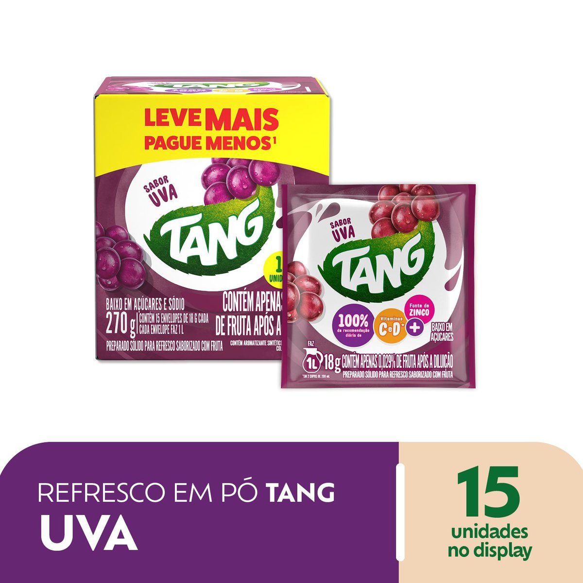 Refresco em p Tang uva com 15 unidades de 18g - preo especial - DISPLAY