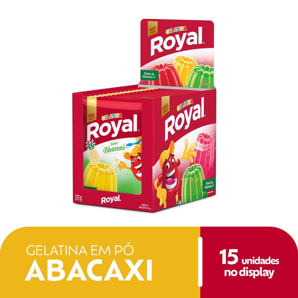 Gelatina Em P Royal Abacaxi Caixa Com 15 Unidades De 25g