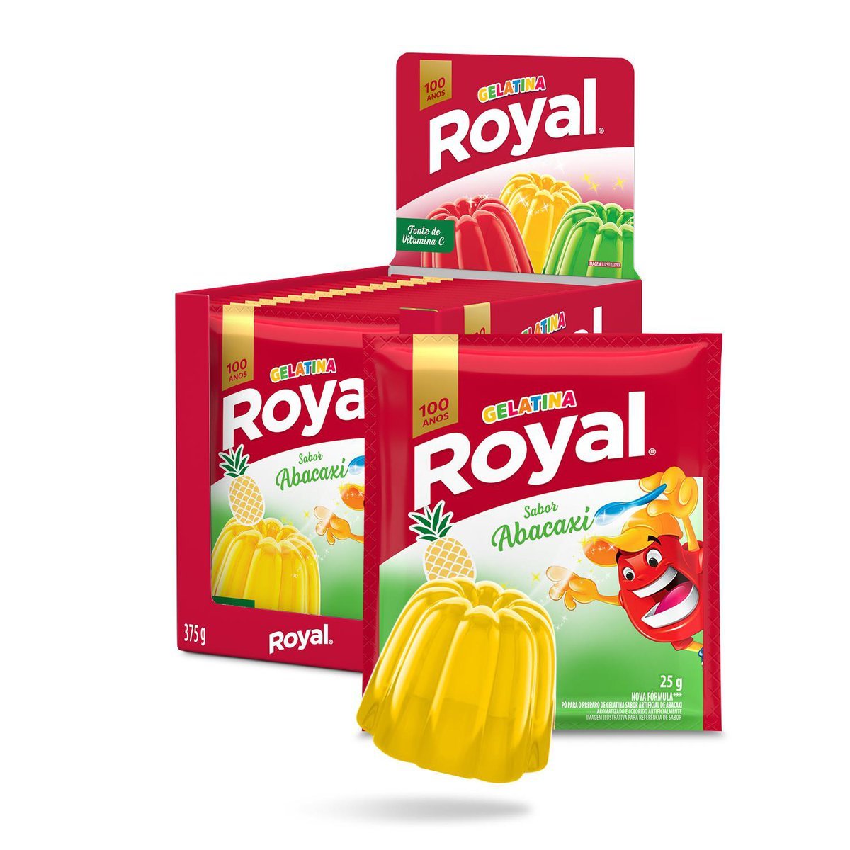 Gelatina Em P Royal Abacaxi Caixa Com 15 Unidades De 25g