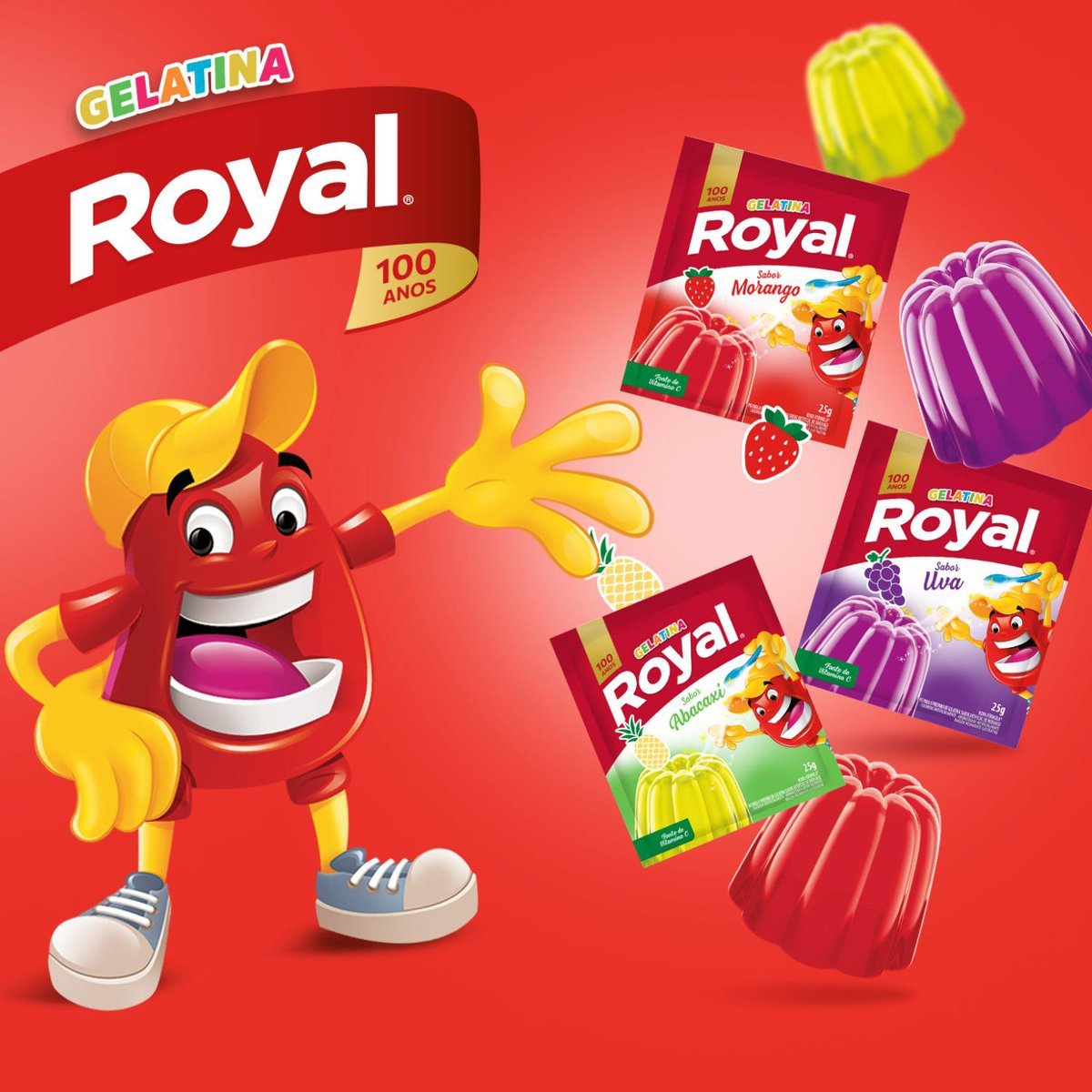 Gelatina Em P Royal Abacaxi Caixa Com 15 Unidades De 25g