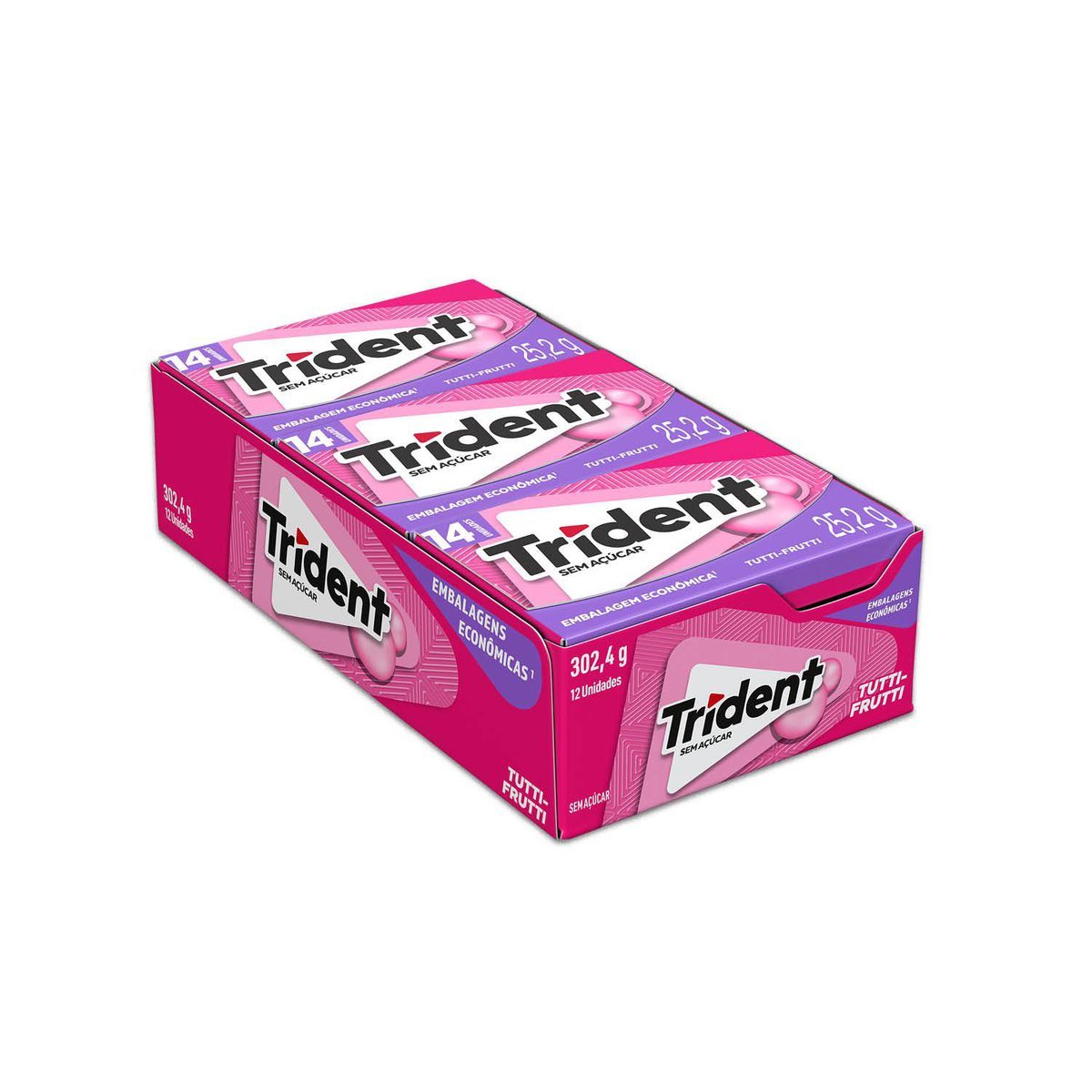 Chiclete Trident Tutti-frutti Sem Acar - Caixa com 12 unid. de 25,2g